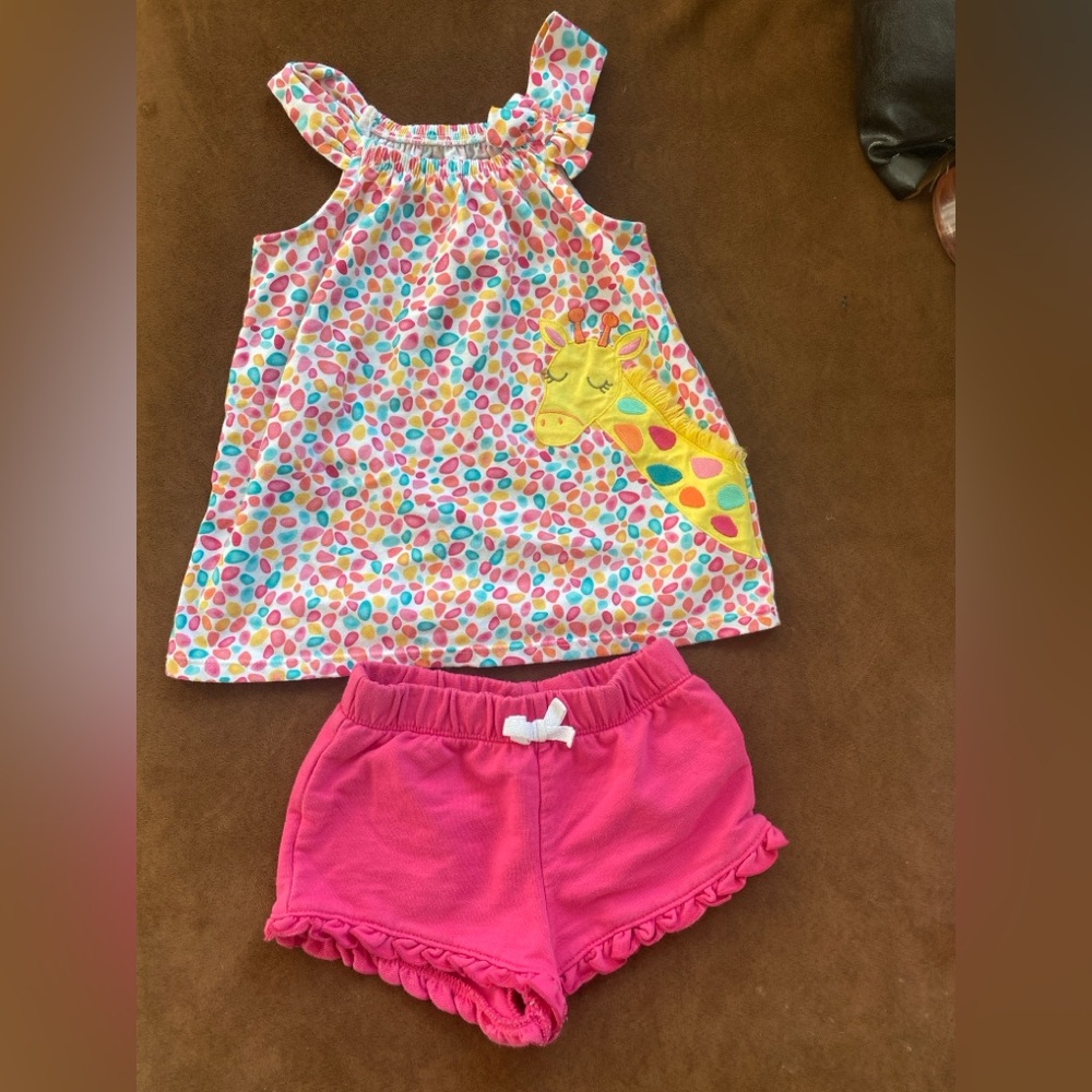 Kids Headquarters Colorful Giraffe Short Set